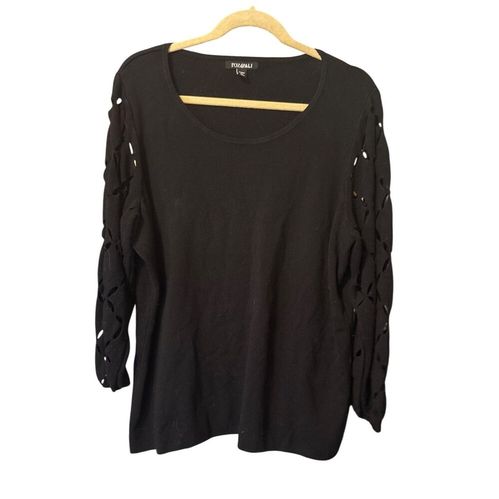 Roz & Ali Size 2x Black Cut Out Sleeveless Sweater Knit Top Womens Pullover